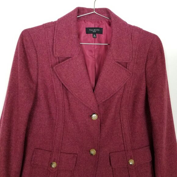 Talbots Women's Tweed Wool Blend Blazer Sz 16 Petite Red Gold Button Office - Picture 2 of 6